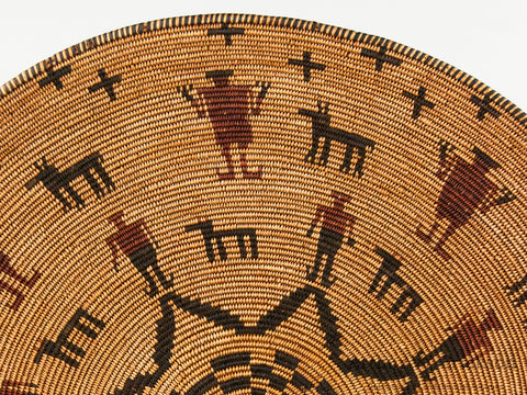 Exceptionally Large Polychrome Figural Apache Tray