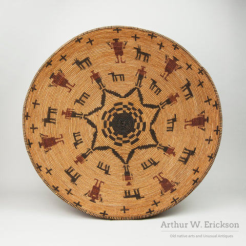 Exceptionally Large Polychrome Figural Apache Tray