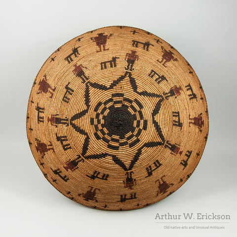 Exceptionally Large Polychrome Figural Apache Tray