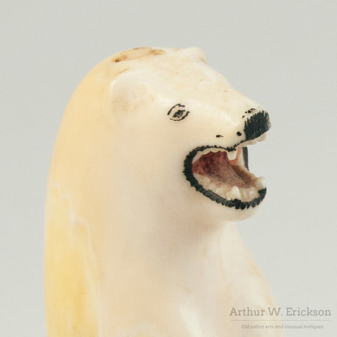 Large Eskimo Carved Polar Bear Salt and Pepper Shakers