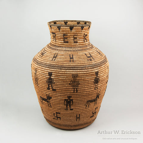 Large figural Apache Olla with Original Lid