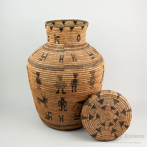 Large figural Apache Olla with Original Lid