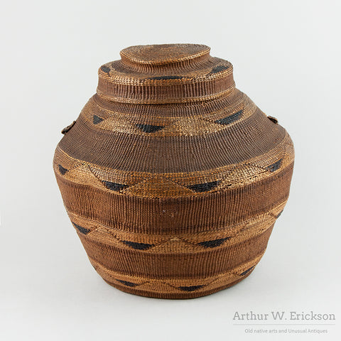 Very Large Tlingit Rattle Top Basket