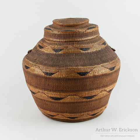 Very Large Tlingit Rattle Top Basket
