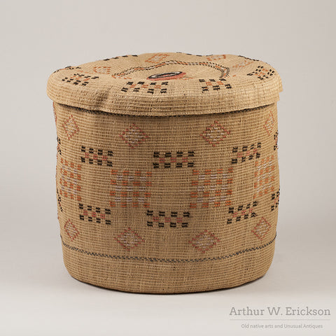 Large Aleut Lidded Basket