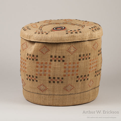 Large Aleut Lidded Basket