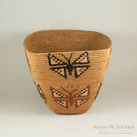 Large Canadian Salish Basket with Butterfly Design