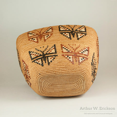Large Canadian Salish Basket with Butterfly Design
