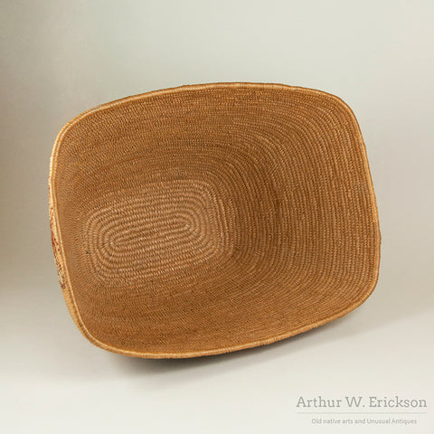 Large Canadian Salish Basket with Butterfly Design