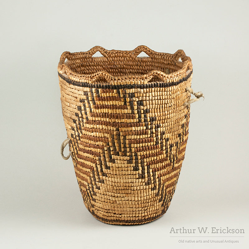 Large Fully Imbricated Klickitat Berry Basket with unfinished tumpline
