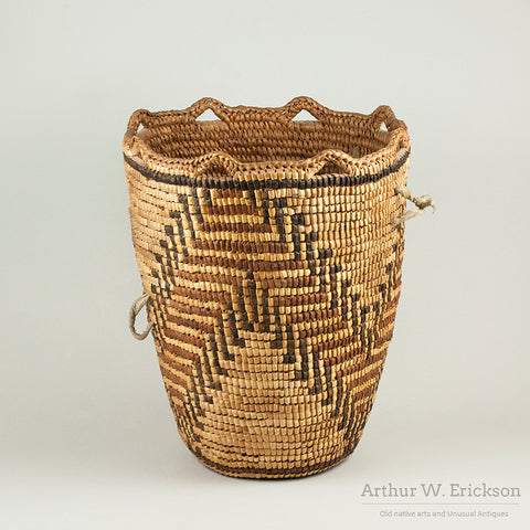 Large Fully Imbricated Klickitat Berry Basket with unfinished tumpline