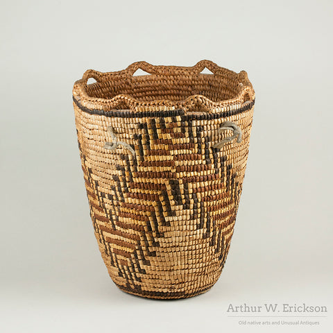 Large Fully Imbricated Klickitat Berry Basket with unfinished tumpline