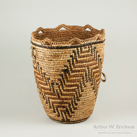 Large Fully Imbricated Klickitat Berry Basket with unfinished tumpline