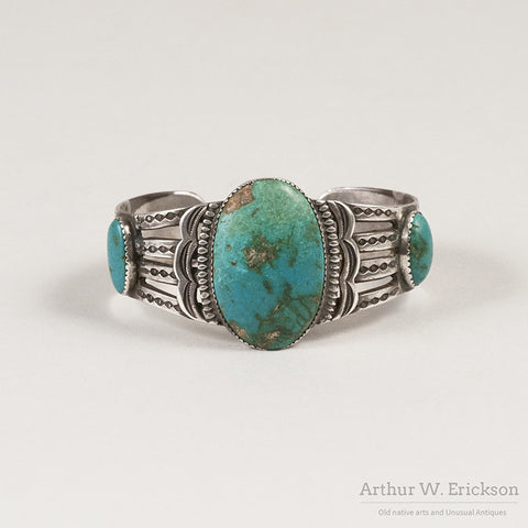 1930's Three Stone Turquoise Bracelet
