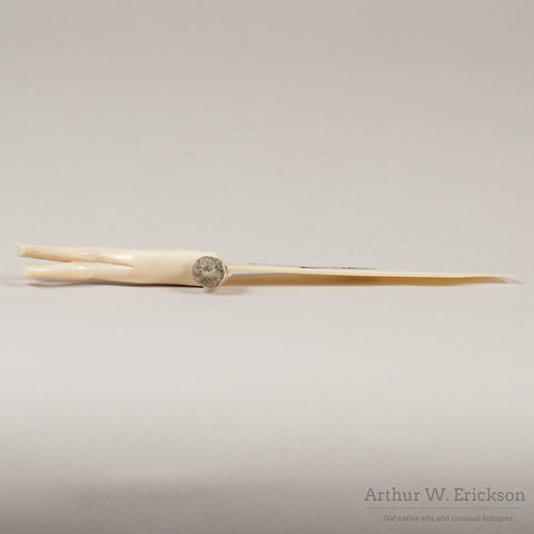 Eskimo Carved letter opener with Swimming Man Handle