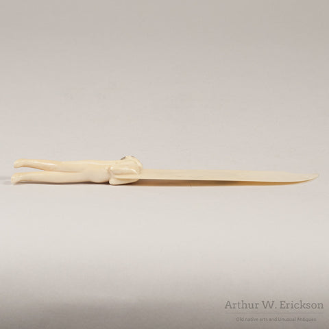 Eskimo Carved letter opener with Swimming Man Handle