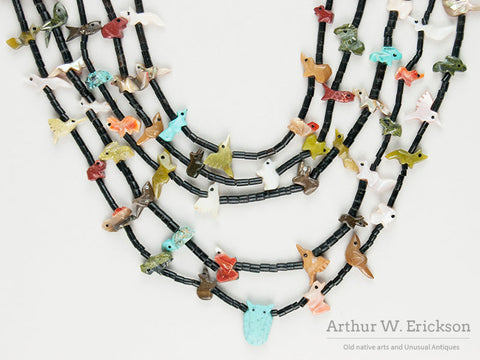 Five Strand Looped Zuni Fetish Necklace