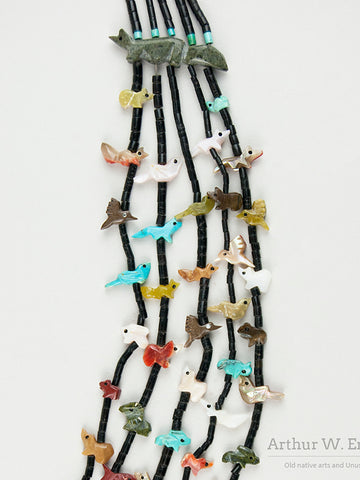 Five Strand Looped Zuni Fetish Necklace