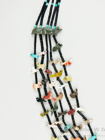 Five Strand Looped Zuni Fetish Necklace