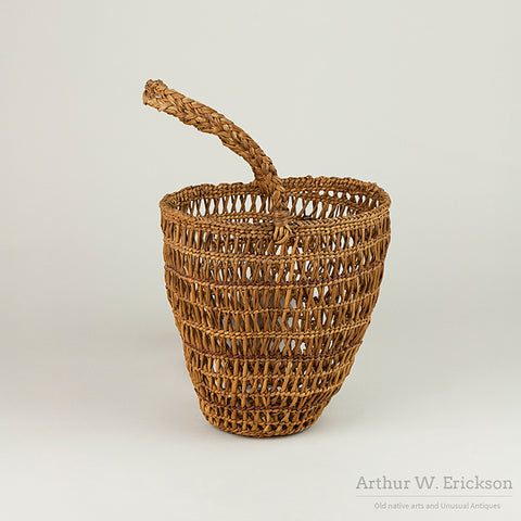 Grand Ronde Open Weave Basket With Double Handle