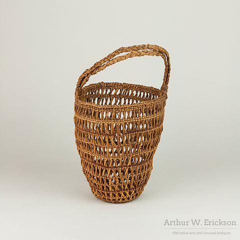 Grand Ronde Open Weave Basket With Double Handle