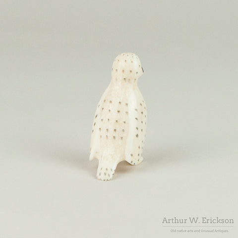 Carved walrus Ivory Snowy Owl by Charles Kokuluk