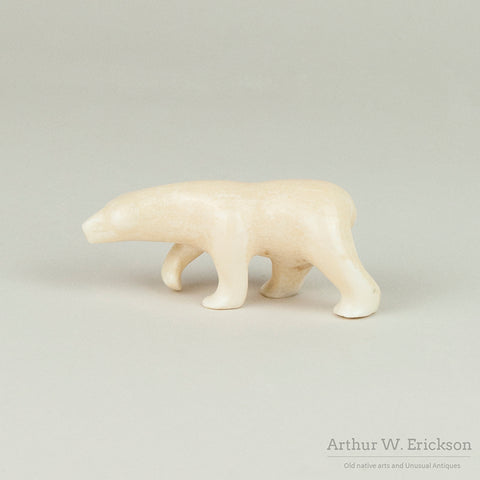 Inuit Carved Ivory Polar Bear on the Prowl