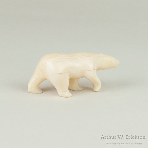 Inuit Carved Ivory Polar Bear on the Prowl