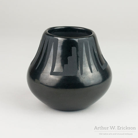 San Ildefonso Blackware Jar by Santana & Adam