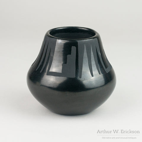 San Ildefonso Blackware Jar by Santana & Adam