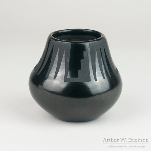 San Ildefonso Blackware Jar by Santana & Adam