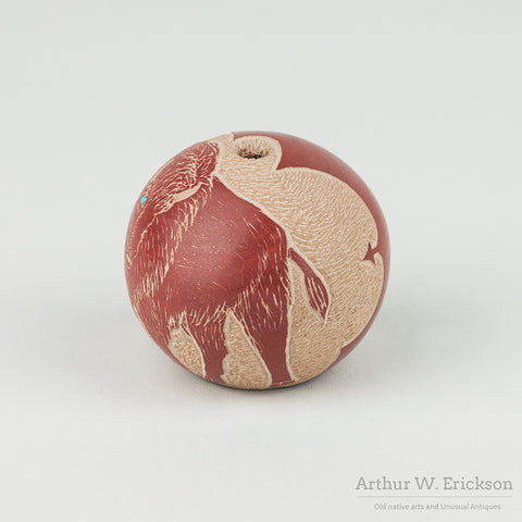 Sgraffito Decorated Redware Seed Jar by Kwa Povi (Stella Tanner)