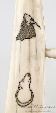 Inuit Scrimshaw Walrus Ivory Easel