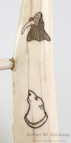 Inuit Scrimshaw Walrus Ivory Easel