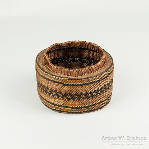 Large Old Makah Lidded Basket