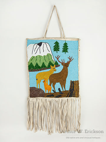 Large Plateau Beaded Flat Bag with Elk