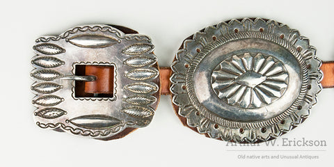 Large 1920's Navajo Heavy Silver Concho Belt