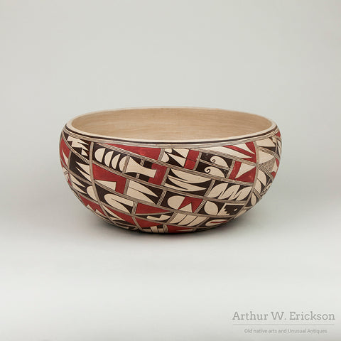 Large Hopi-Tewa Polychrome Bowl by Antoinette Silas