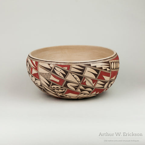 Large Hopi-Tewa Polychrome Bowl by Antoinette Silas