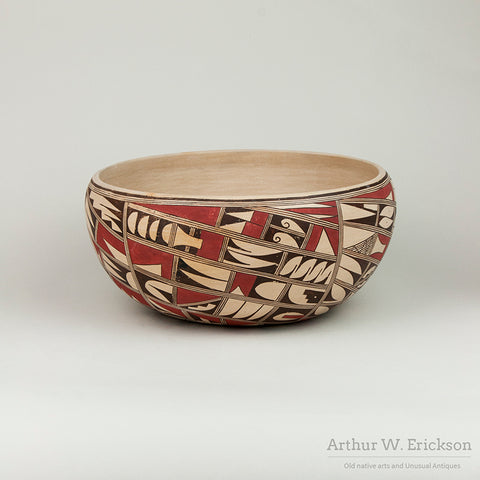 Large Hopi-Tewa Polychrome Bowl by Antoinette Silas