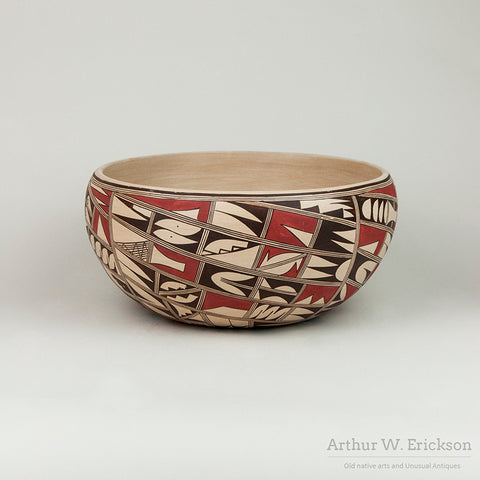 Large Hopi-Tewa Polychrome Bowl by Antoinette Silas