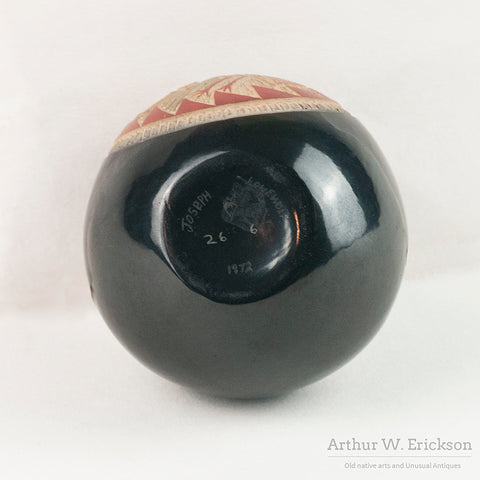 Early Joseph Lonewolf Miniature Incised Black and Red Pot