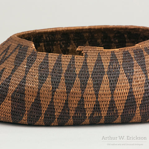 19th Century Unusual Pomo Boat Shaped Basket
