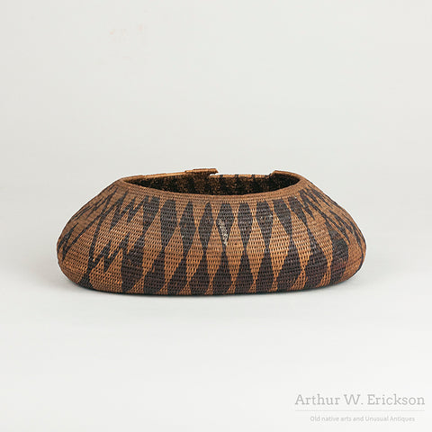 19th Century Unusual Pomo Boat Shaped Basket