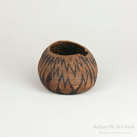 19th Century Unusual Pomo Boat Shaped Basket