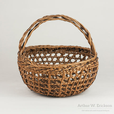 Siletz Open Weave Basket with Double Braided Handle