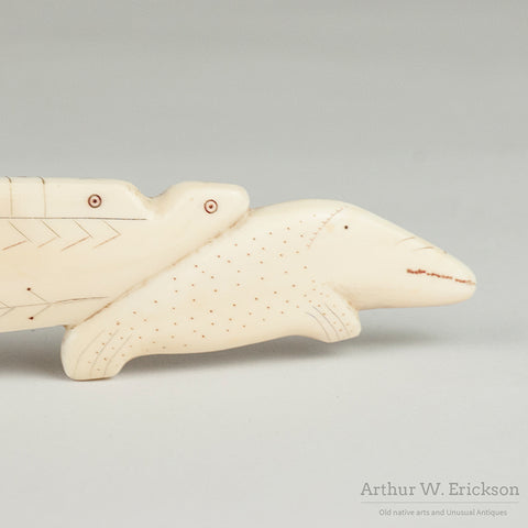 Inuit Ivory Snow Kinife with Figural Handle