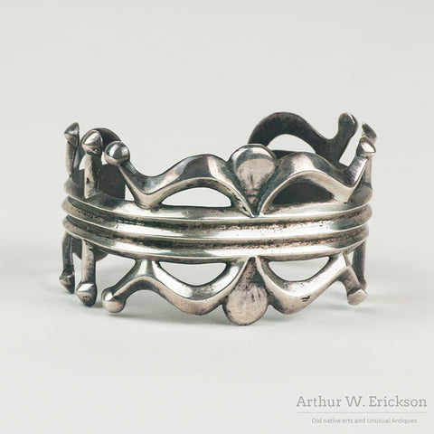 Unusual Navajo Sandcast Silver Bracelet