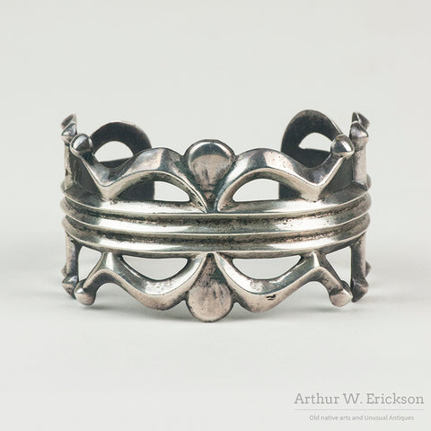 Unusual Navajo Sandcast Silver Bracelet