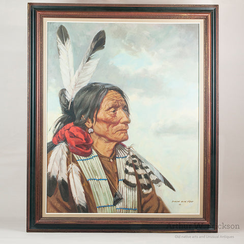 Large Painting of Plains Indian Chief by Douglas Allan Fales (1929-2024)